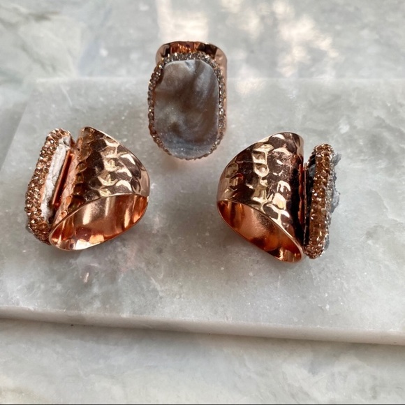 ❗️LAST❗️Rose Gold Druzy Boho Pave Ring - Picture 8 of 8